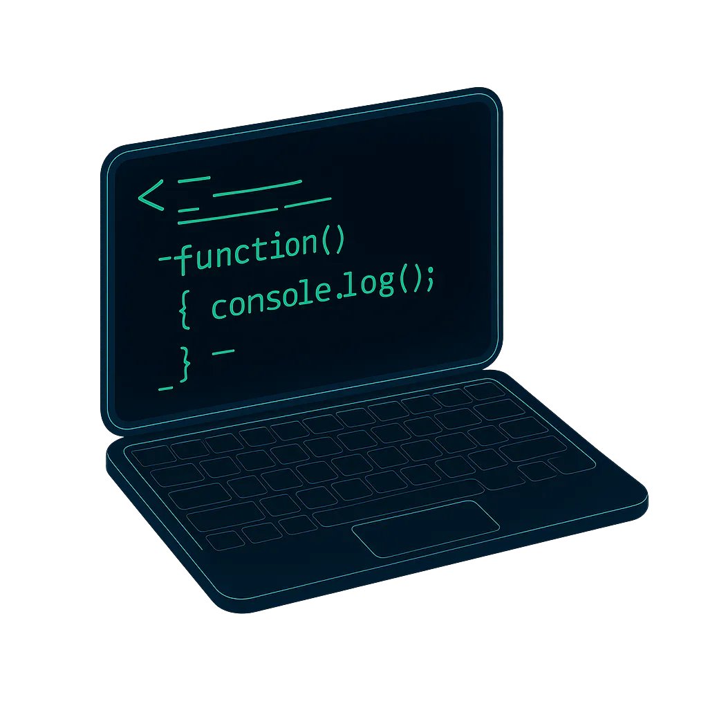 typing js code in laptop